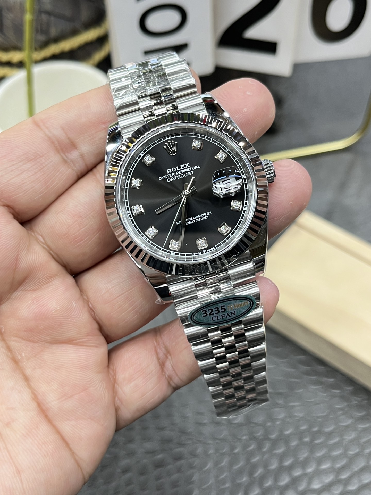 Date Just Black Diamond — Rolex luxury replica watch