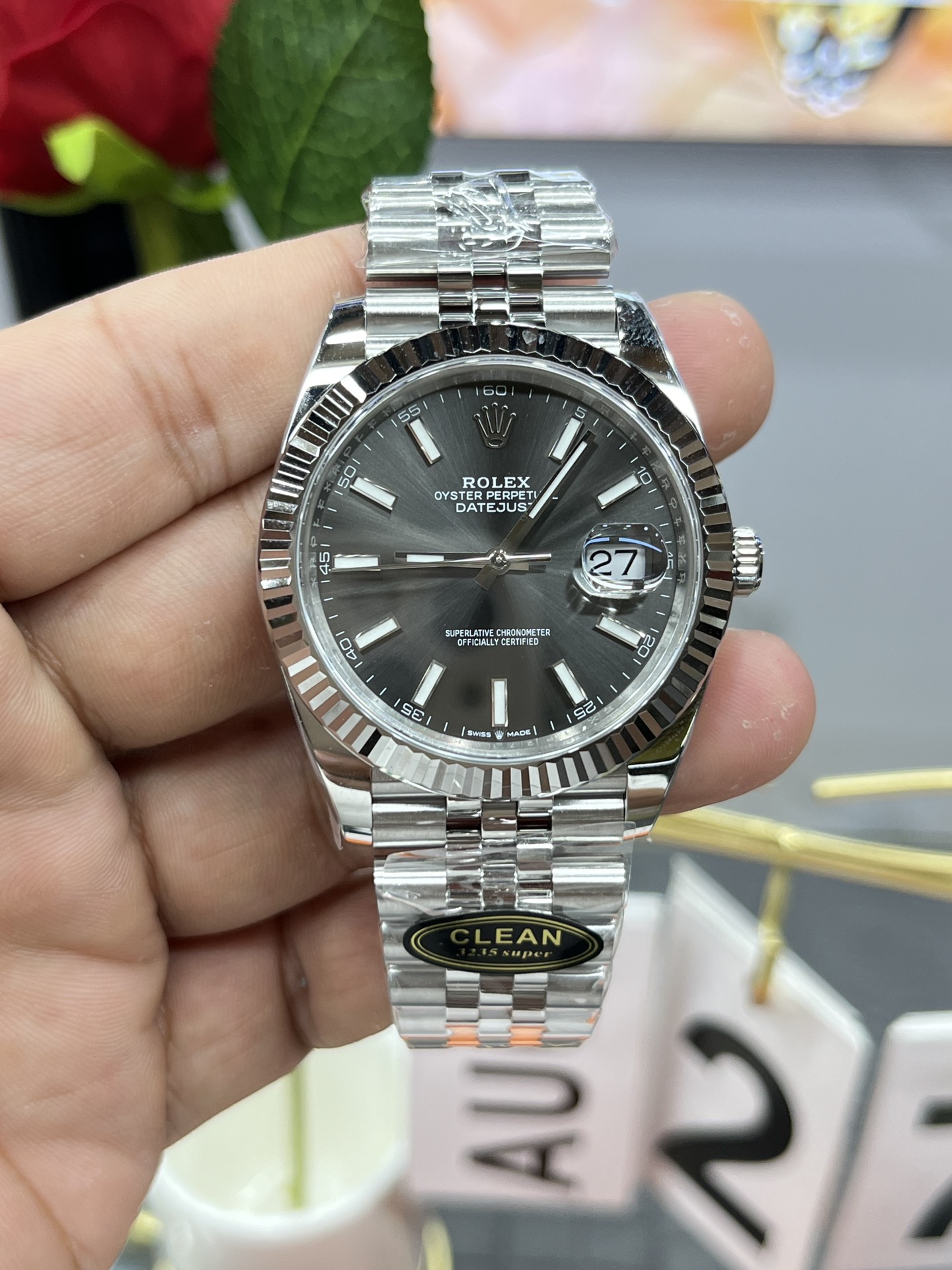 Date Just Grey — Rolex luxury replica watch