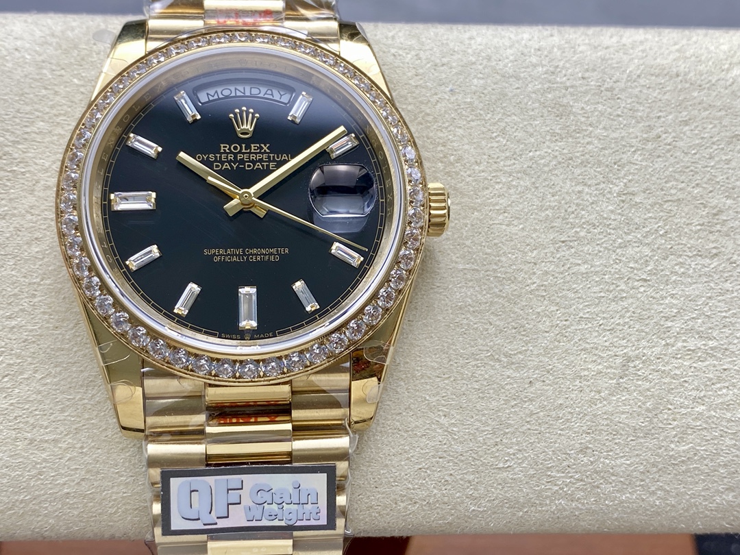 Day Date Black Dial Diamond Bezel  6