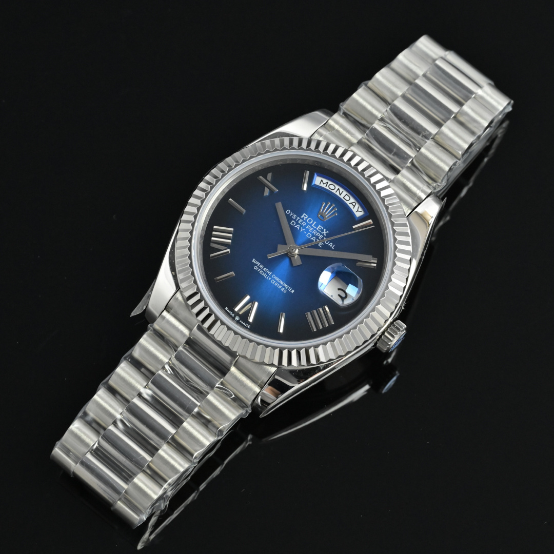 Day Date Blue Dial Roman  — Rolex luxury replica watch