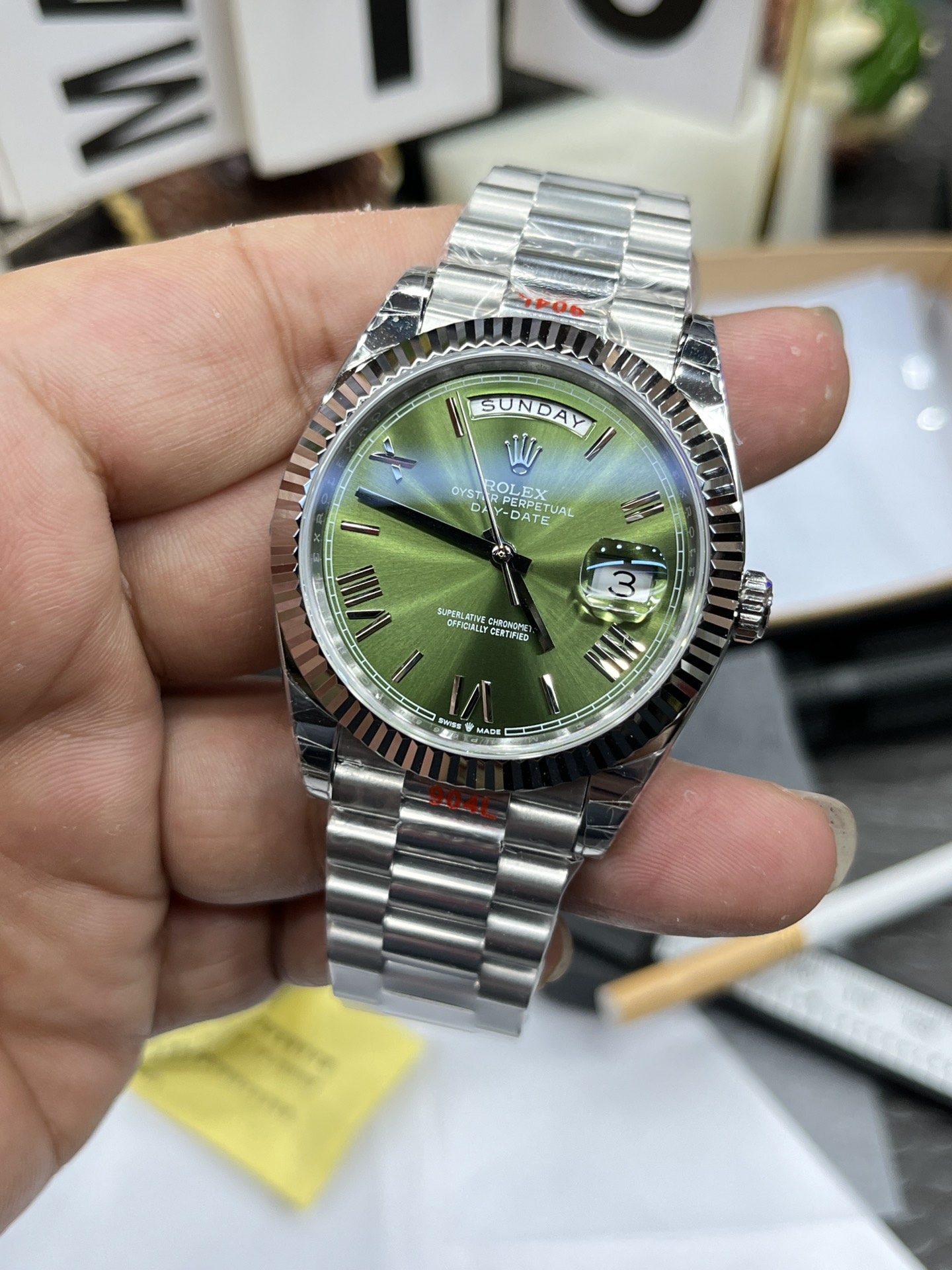 Day Date Green Dial Roman — Rolex luxury replica watch
